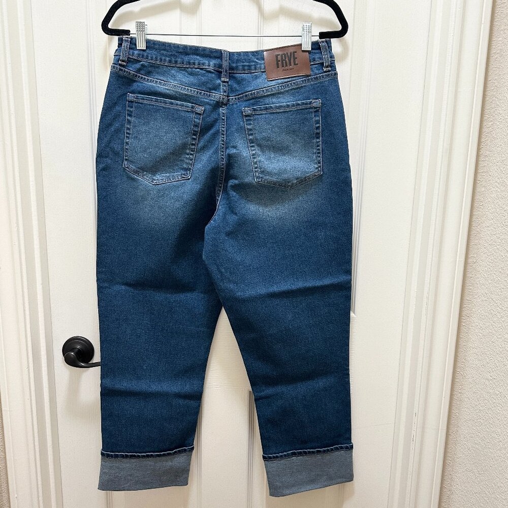 Frye Women's Stretch Jeans Size 8 Blue High Rise Straight Leg Cuffed Crop (NEW) - Picture 11 of 15